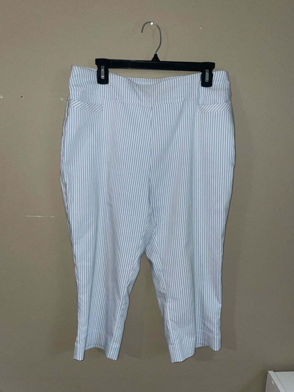 Kim Rogers blue/white striped cropped Capri pants size 14P